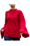 Bell Sleeve Solid Jumper Sweater Red