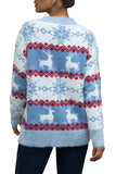 Crew Neck Reindeer Christmas Sweater Light Blue