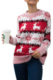 Snowflake Reindeer Christmas Pullover Jumper Red