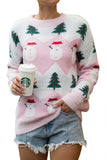 Sweet Christmas Snowman Pullover Sweater Pink
