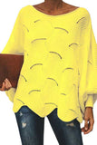 Solid Dolman Sleeve Loose Knit Sweater Yellow