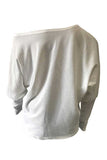Off Shoulder Dolman Sleeve Solid Knit Sweater White