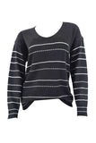 Solid V Neck Oversized Knit Pullover Sweater Black
