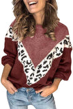 Casual Leopard Print Color Block Pullover Sweater