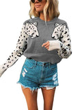 Crew Neck Long Sleeve Leopard Print Pullover Sweater