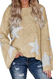Casual Bell Sleeve Star Print Pullover Sweater