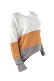 Drop Shoulder Color Block Oversized Pullover Sweater Ginger