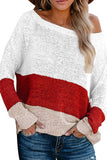 Color Block Drop Shoulder Oversized Knit Pullover Sweater