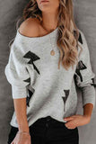 Casual Z Print Long Sleeve Crew Neck Pullover Sweater