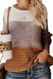 Cable Knit Color Block Pullover Sweater