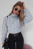 Cable Knit High Neck Crop Sweater