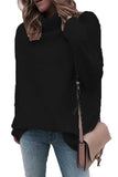 Solid Turtleneck Knit Pullover Sweater Black