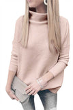High Neck Long Sleeve Plain Knit Sweater Baby Pink