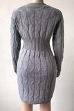 Crew Neck Long Sleeve Mini Bodycon Sweater Dress