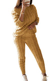 Casual Cable Knit Plus Size Two Piece Sweater Suit Ginger