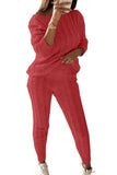 Casual Solid Long Sleeve Pants Plus Size Two Piece Sweater Suit
