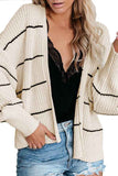 Open Front Cropped Cardigan Sweater With Bishop Sleeve Apricot