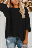 Boat Neck Long Sleeve Knit Pullover Sweater Black