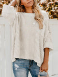 Casual Boat Neck Long Sleeve Plain Pullover Sweater