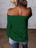 Color Block Knit Off Shoulder Sweater