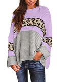 Womens Bell Sleeve Leopard Oversized Sweater