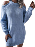 Long Sleeve Cold Shoulder Oversized Sweater Dress