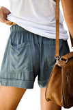 Women's Solid Casual Shorts With Pocket Blue