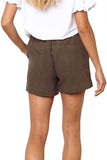 Solid High Waisted Pocket Shorts Coffee