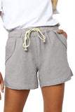 Solid High Waisted Shorts With Pocket Light Grey