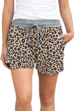 Leopard Print Drawstring Casual Pants With Shorts Chestnut