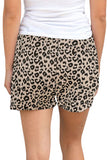 Leopard Print Drawstring Casual Pants With Shorts Chestnut