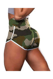 Camouflage Print High Waisted Fitness Workout Shorts For Women