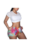 Sexy Drawstring Tie Dye Print Workout Shorts For Women