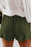 Plus Size High Waisted Plain Ruffle Shorts For Women