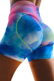 Women's Workout Stretchy Tie Dye Yoga Shorts Blue