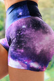 Women's Booty Tie Dye Workout Stretchy Yoga Shorts Purple