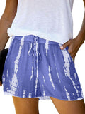 Casual Tie Dye Elastic Waist Wide Leg Pocket Shorts