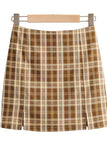 Women's Plaid Zipper Back High Waisted Plaid Skirt