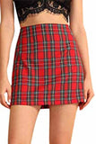 Women's Summer Plaid High Waisted Mini Bodycon Pencil Skirt