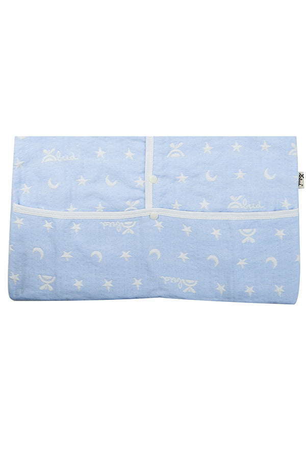 Long Sleeve Button Down Print Baby Sleeping Bag Light Blue