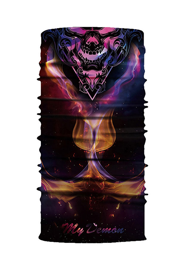 Unisex Outdoor Skull Print Neck Gaiter Bandana Purple