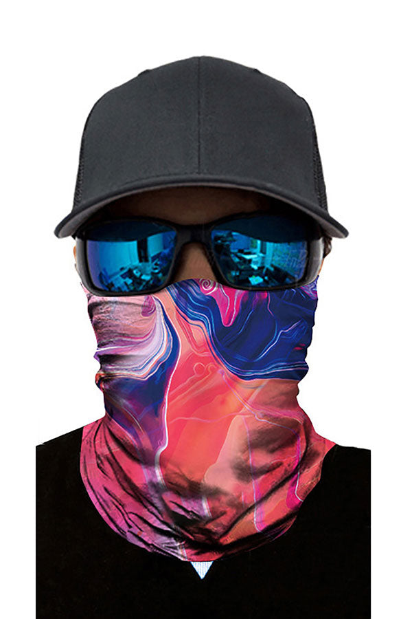 Outdoor Sports Abstract Print Windproof Neck Gaiter Rose Red