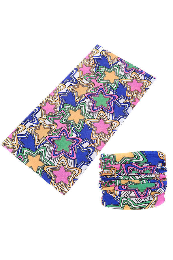 Colorful Star Print Outdoor Motorcycle Neck Gaiter Light Gray