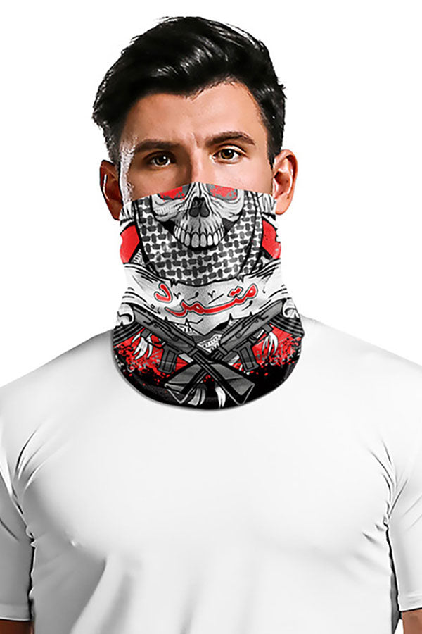Unisex Angry Skull Print Fishing Neck Gaiter Headwear