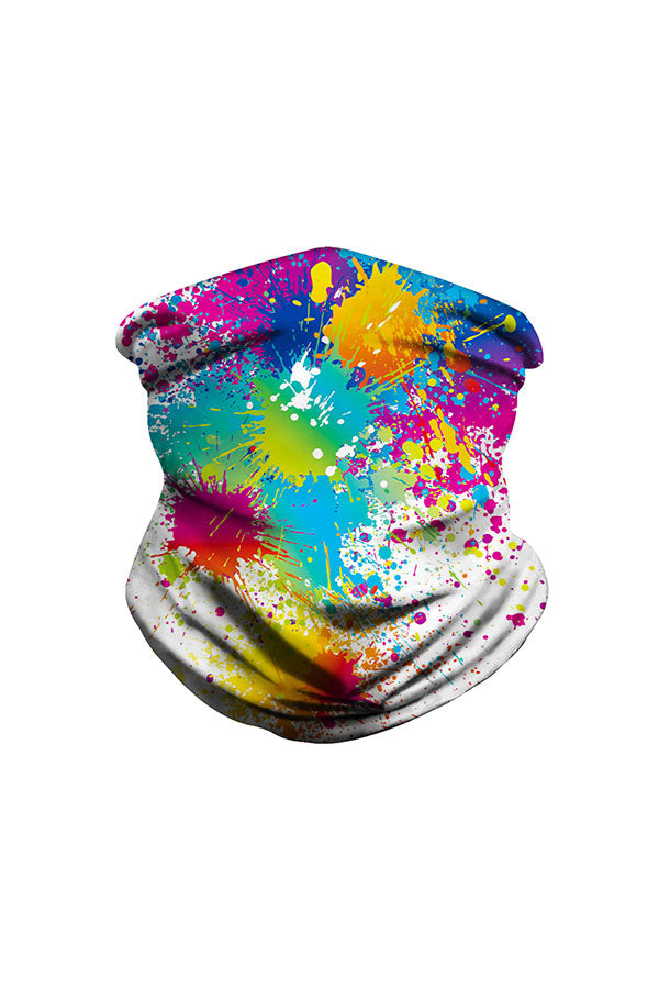 Outdoor Colorful Splash Print Neck Gaiter For Cycling