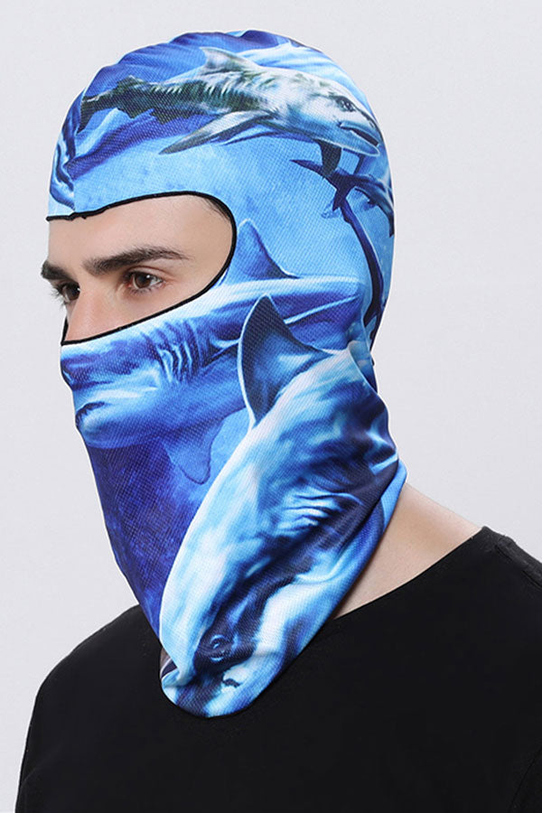 Funny Shark Print Balaclava Headwear For Dust Protection