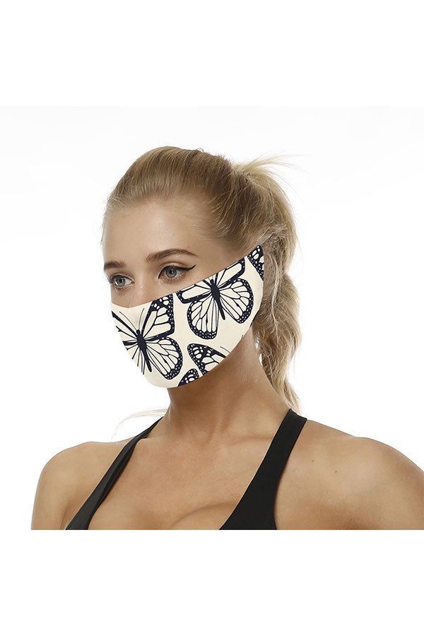 Butterfly Print Elastic Fitness Headband For Outdoor Sports Apricot