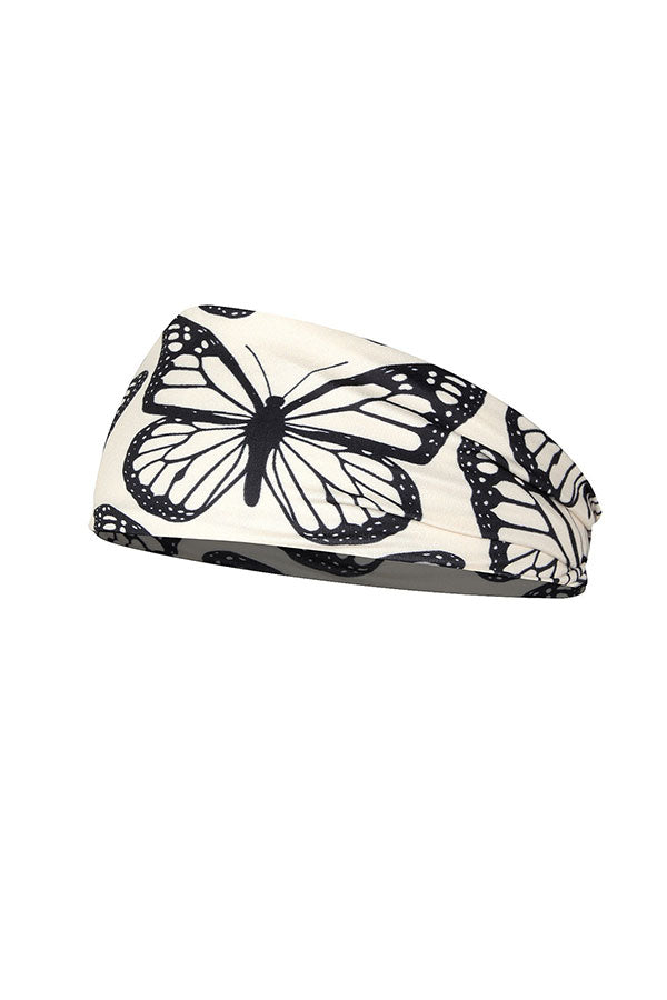 Butterfly Print Elastic Fitness Headband For Outdoor Sports Apricot