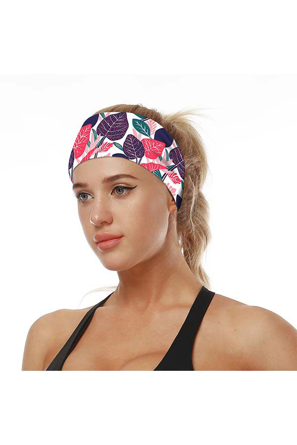 Sports Hair Band Leaf Print Elastic Running Headband