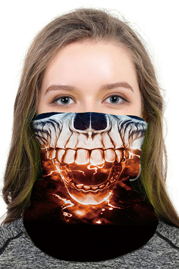 Windproof Skull Print Neck Gaiter For UV Protection